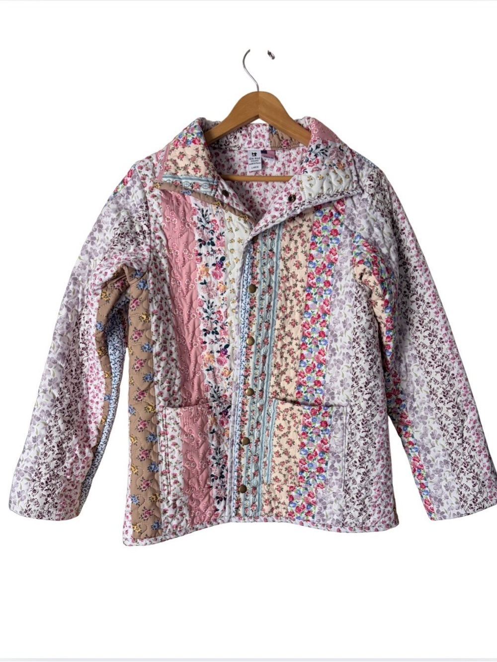 Ida Mae Home Quilted Floral Striped Patchwork Jacket, Large
